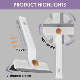 2Pcs 360° Rotating Crevice Cleaning Brush, Bathroom Tile Groove Gap Cleaning Brush with Ergonomic Handle, V Shaped Hard Bristle Gap Cleaning Brush for Sink Home Kitchen