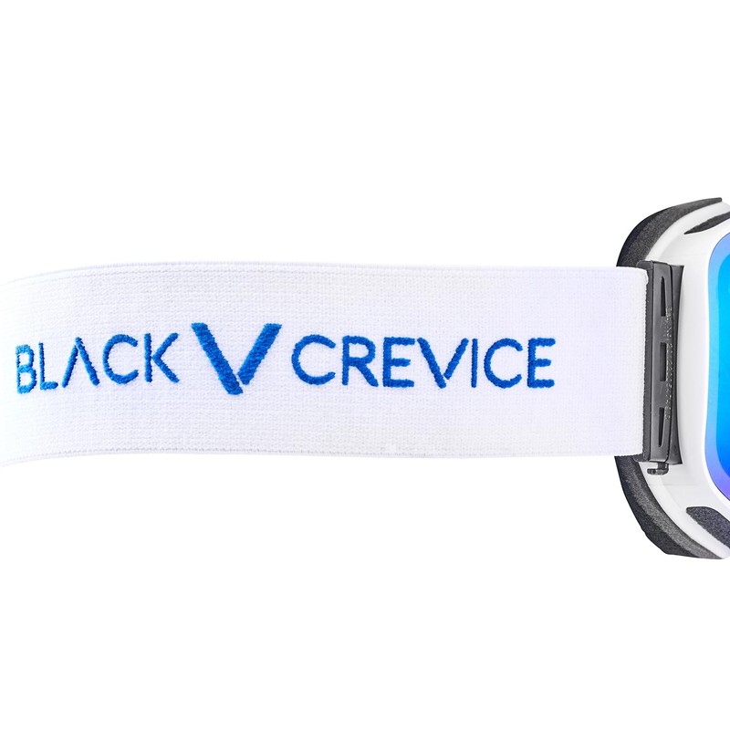 Black Crevice Ski Goggles with Spherical Lenses White/Blue Revo