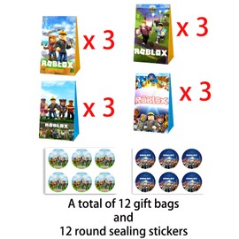 12 Pcs Game Party Bags for Boys Girls, Game Birthday Gift Party Bags for Kids, Game Birthday Party Supplies for Boys Girls