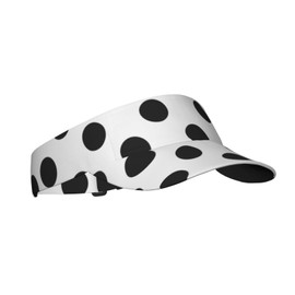 Polka Dot Black White Sport Sun Visor Hat Adjustable Empty Top Baseball Cap Outdoor Travel Beach Ball Caps for Women and Men