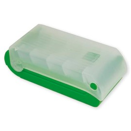 TimeTEX - Index Box Made of Robust Plastic, A8, Semi-Transparent with Retractable Lid, 5 Compartments Learning Method, 20 x 9 x 7 cm, Colour: Green