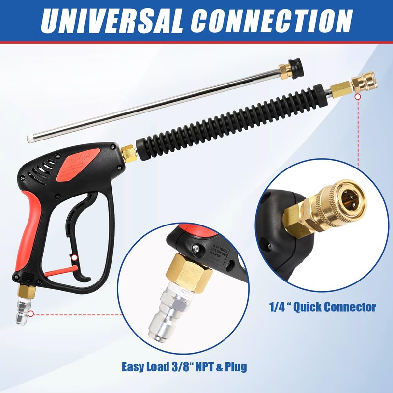 TOOLCY Pressure Washer Gun, Adjustable Power Washer Swivel Gun and