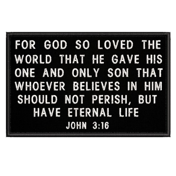 John 3:16 Bible Verse Patch Iron-on Embroidered Applique for Clothing
