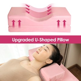 Masajeo Portable Lash Bed for Lash Extensions Massage Table with Eyelash Pillow Esthetician Bed Spa Table Spa Bed Height Adjustable Waterproof Aluminum Frame (Pink)