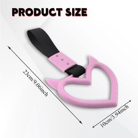 Lyxheth 2PCS Heart shaped Car Handle Straps, Heart Car Accessories, Ring Hearts Shaped Cars Hand Strap Drift Charm, Universal Handle Keychains Accessory Suitable for Cars Bus (Pink+black)