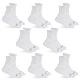 Fruit of the Loom Active Athletic Crew Socks for Boys - 8 Pair Multi Pack - Cushioned, Lightweight - White, Medium