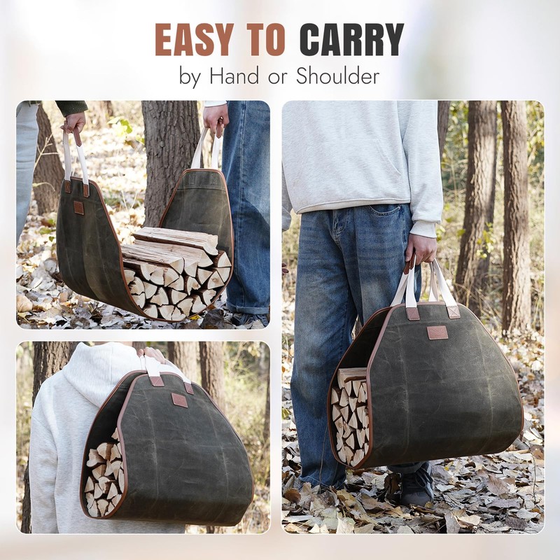 INNO STAGE Firewood Carrier - Waxed Canvas Wood Carrier for