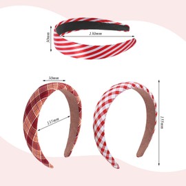3 Pieces Of Red Headband, Classic Fashion Hair Accessories, Grid Striped Hair Bands, Simple Fashion Hair Accessories, Women'S Hair Accessories, Clothing Matching Headwear