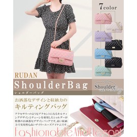 RUDAN Women's Shoulder Bag, Cross-body Quilted Chain Bag, Large, light pink