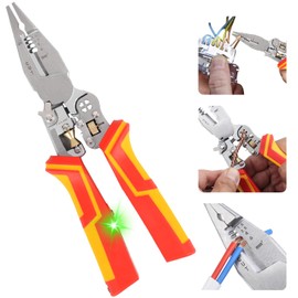 9 in 1 Wire Stripper Electrical Tool with Electricity Measurement, Automatic Cable Stripping for Cutting and Pulling Wires, Voltage Tester Pliers, Cable Scissors for Scraping and Pressing Wires