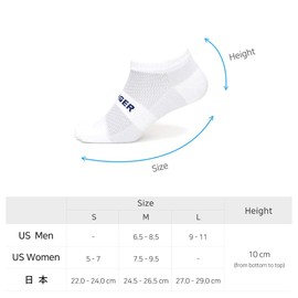 Cool Max 5 Toe Socks, Running, Sports, Marathon, Men's, Women's, Coolmax, Ankle-Length Socks, Absorbent, Quick-Drying, Antibacterial, Odor Resistant, white-519WH, 22.0-24.0 cm