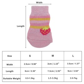 CAPASTEC Hundesocken Anti-Rutsch Socken Für Hunde Und Katzen Haustier Socken Pfotenschutz Und Haftung Dank Silikon Gel Für Hunde Und Katzen 1 Set (4 Stück) Pink Mittel
