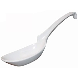 JapanBargain 2777, Set of 12 Chinese Soup Spoons Asian Korean Japanese Wonton Soba Rice Pho Ramen Noodle Spoon Notch and Hook Ladle Style Spoon, White Color