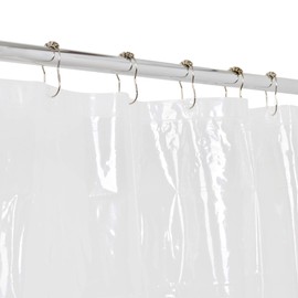Utopia Alley 3G Clear PEVA Shower Liner - Clear PEVA Plastic Shower Liner (71"x71"), Includes Shower Liner and Shower Hook, Chrome