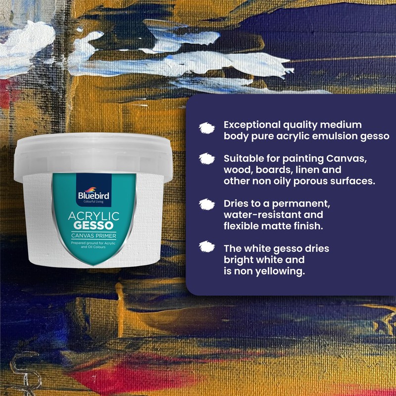 Bluebird Heavy Gesso Primer for Acrylic Painting, White, 5.3Oz /