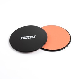 Phoenix Fitness Core Sliders - Dual Sided Gliding Discs for Carpet & Hard Floors for Abdominal and Full Body Exercises at Home or Gym -Black & Orange