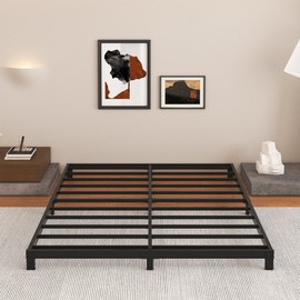 Cieemine 5 Inch Low Queen Bed Frame, Heavy Duty Bed Frame Queen Size Low Profile, No Box Spring Needed, Easy Assembly, Noise Free, Black