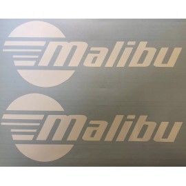 Malibu Boat 12” White Decals Vinyl High Quality New Stickers - Set Of 2