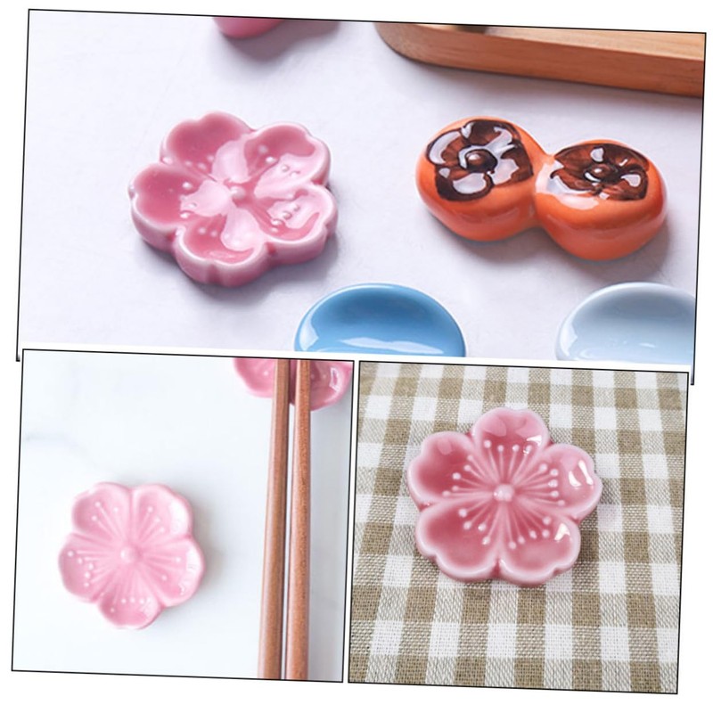LIFKOME Cherry Blossom Chopstick Holder 6pcs Ceramic Chopstick Racks for
