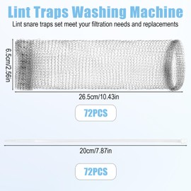 Afcabakila 72 Pieces Washing Machine Lint Trap – Stainless Steel Hose Filter, Mesh Drain Catcher, Washer Sock Lint Remover, Rust-Free Snare Laundry Filter with Nylon Cable Ties, 29cmx6.5cm