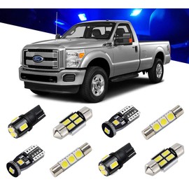 BRISHINE Blue Interior LED Light Kit for 1999-2016 Ford F250 F350 F450 F550 F-Series Super Duty Trucks Super Bright Interior LED Bulbs Package + Cargo + License Plate Lights and Install Tool