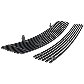 APS Compatible with Nissan Maxima 2009-2014 Main Upper Lower Bumper Stainless Steel Black 8x6 Horizontal Billet Front Grill Grille Insert Combo S18-J47778N