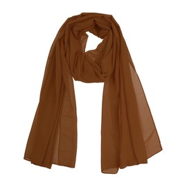 Elerevyo Women's Solid Chiffon Scarf, Lightweight Soft Sheer Long Head Wrap Shawl Scarves for All Season 175x75cm/68.9x29.5 inches(LxW) Red Brown