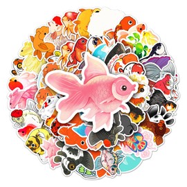 Goldfish Vinyl Stickers for Teens Boy Girls Kids|50 Pcs|Cartoon Waterproof Stickers for Laptop Phone Tablet Luggage Flasks Water Bottle Notebook Bike Scrapbook,Lovely Fish Decals Pack(Goldfish)