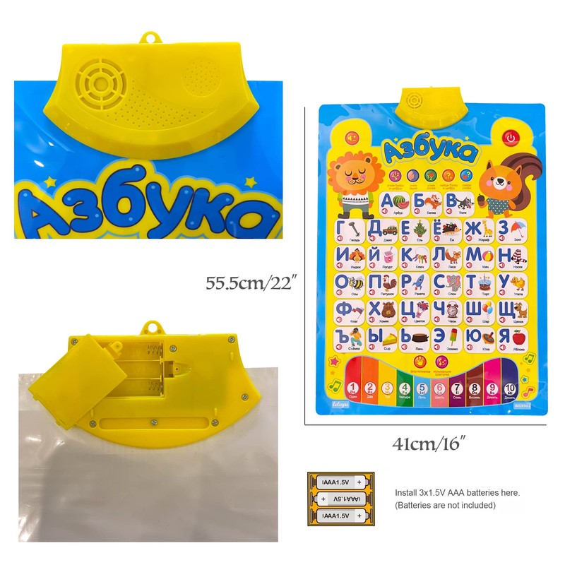 Russian Alphabet Poster for Kids, Toys With Native Speakers, Learn