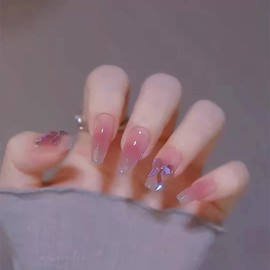 24 Nail Pieces, Ribbon, Pink, Art-of-Age Nail Tips, Receptions, Parties, After-parties, Weddings