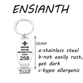 ENSIANTH Asylum Hospital Movie Inspired Gift Gotham City Keychain Comic Book City Merch Villain Gotham City Keychain (CA Asylum key)