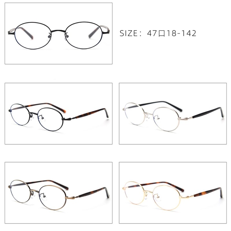LIGOES Small Oval Glasses Frame Metal Glasses for Office Lady