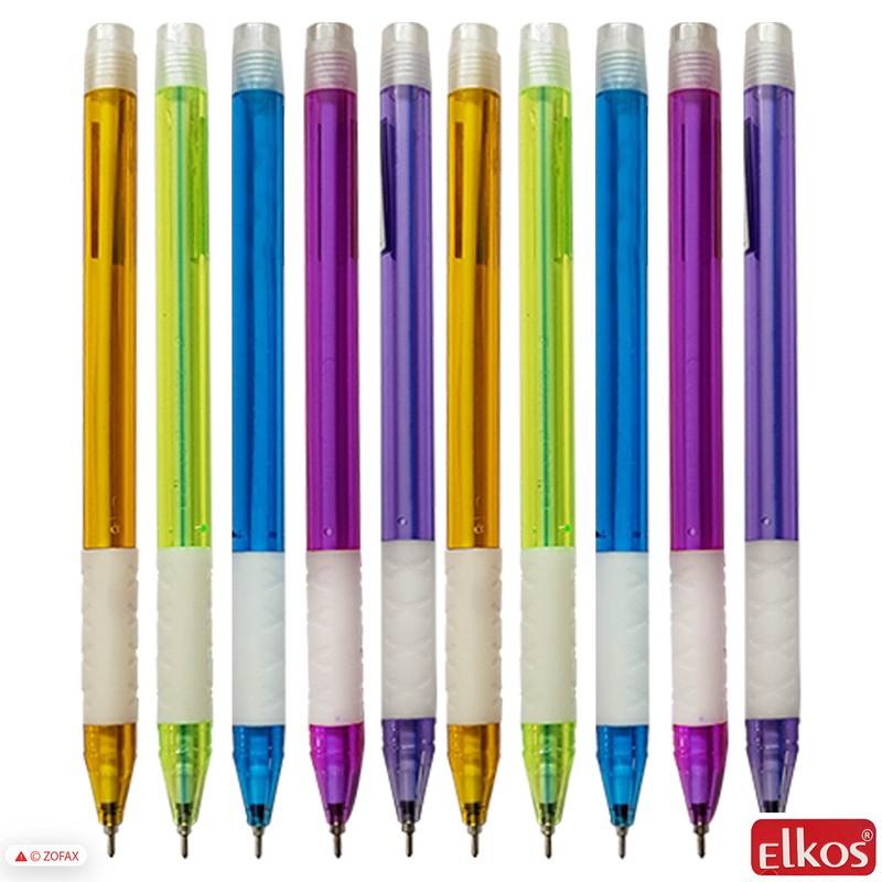 ELKOS BLUE Ballpoint Pens, 0.7mm Fine Point, Pack of 10,