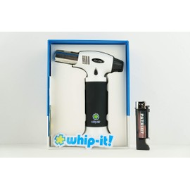 Bundle 2 Items - Whip-It Refillable Butane Torch Gun Lighter in A Gift Box with Patriot Disposable Lighter