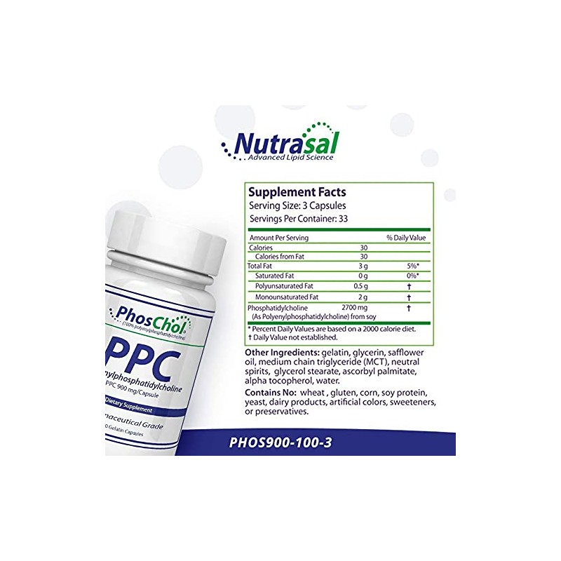 Nutrasal PhosChol, 900mg – 100 Gel Capsules (Pack of 2)