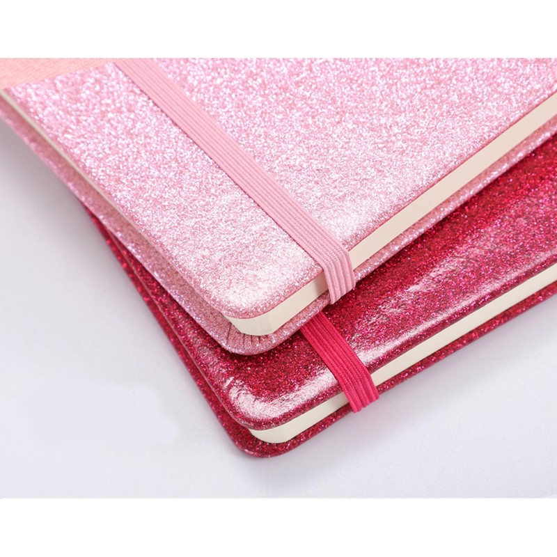 Yonavita Pink Glitter Notebook, 8.4"x 5.7", 200 Lined Pages, No