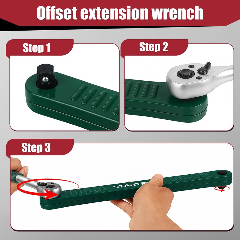 3/8 inch Offset Extension Wrench, Impact Ready Socket Wrench Universal