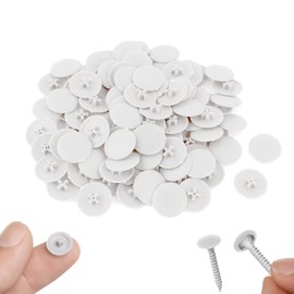 100 Pcs White Screws Caps Cover, 17mm Plastic Screw Caps White for Furniture, Wardrobe（Screws not included）