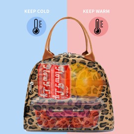 FlowFly Leopard Insulated Lunch Cooler Bag - Tote Organizer for Women/Men, Leopard