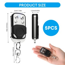 433.92 MHz Universal Garage Door Remote Control 5Pcs, Wireless Garage Door Opener Cloning Key Fob with 4 Buttons with Key Cover Slide, Gate Wireless Fob,Car Garage Door, Roller Shutters