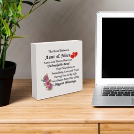 Aunt Gifts from Niece Wood Sign Desk Decor for Home Office Mothers Day Gifts for Aunt Thank You Appreciation Gift for Auntie Best Aunty Gift for Birthday Christmas Valentine Day Present for Auntie