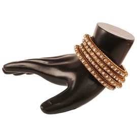 Touchstone "Golden Bangle Collection Indian Bollywood Fine Workmanship Peeled Metal White Rhinestones Designer Jewelry Thick Bangle Bracelets Set Of 4 For Women in Antique Gold Tone