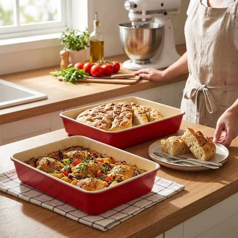 Proigtz 9x13 Inch Baking Pan 2 Pack, Heavy Duty Nonstick
