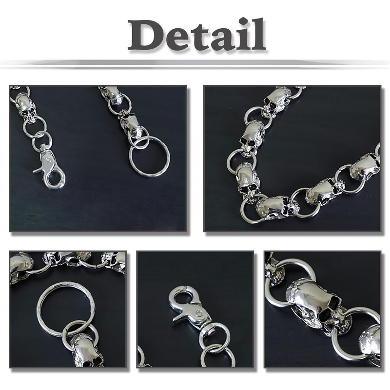 White Fang AZ164 Wallet Chain, Skull Belt, Stylish, Wallet, Lock,