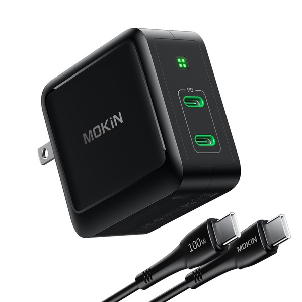 imokin USB C Charger Block, 100W GaN+ Dual Port USB