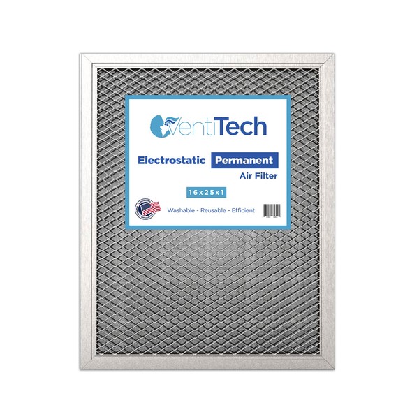 Venti Tech 16x25x1 Washable Electrostatic Air Filter. Reusable HVAC &