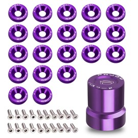 x xotic tech Purple Aluminum Car VTEC Solenoid Valve Protection Cover Cap + Fender Bumper Washer Engine Bolt Bay Dress Up Kit, Compatible with Honda B/D/H-Series Accord, Civic or Acura Integra