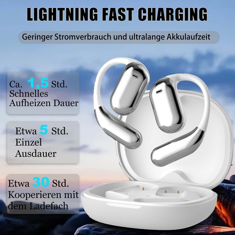 Open Bluetooth Headphones, Ear Hook LED Colour Screen Headphones, Active