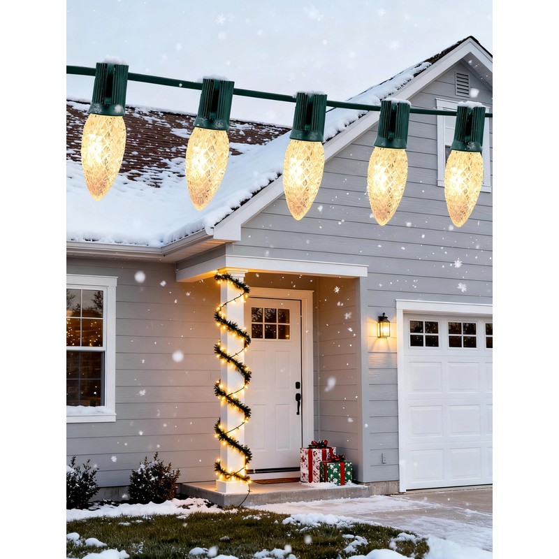 Adirxon 30-Pack Faceted C9 LED Replacement Bulbs, Warm White, Shatterproof
