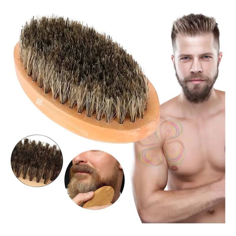 Cepillo Para Barba De 11 Cms Con Cerdas Genuina Jabali